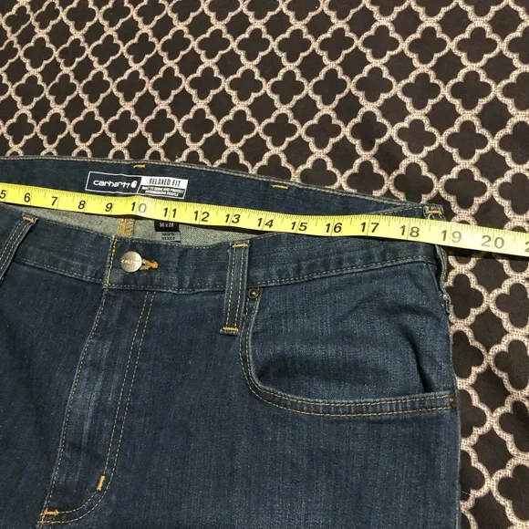 Carhartt BD2804M Mens 36X28 Relaxed Fit Rugged Flex 5 Pocket Jeans Denim Blue - Picture 8 of 10